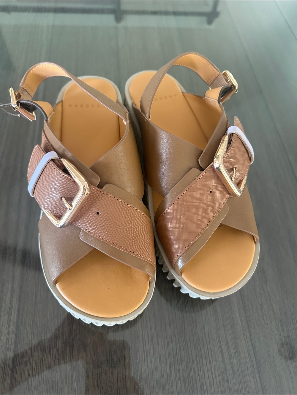 Womens 4CCCCESS Plia Juno Platform Sandals with White Ridged Sole - Picture 7 of 10